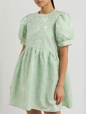 SISTER JANE Plume Floral Jacquard Cloque Mini Dress L Org $179